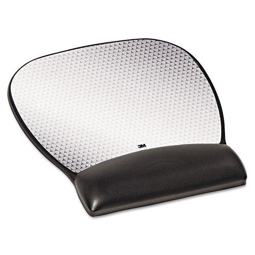 Precise Leatherette Mouse Pad W-wrist Rest, Nonskid Base, 8-3-4 X 9-1-4, Black