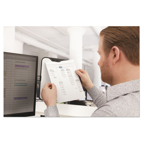 Monitor Whiteboard, 10 Sheet Capacity, Plastic, Black-white