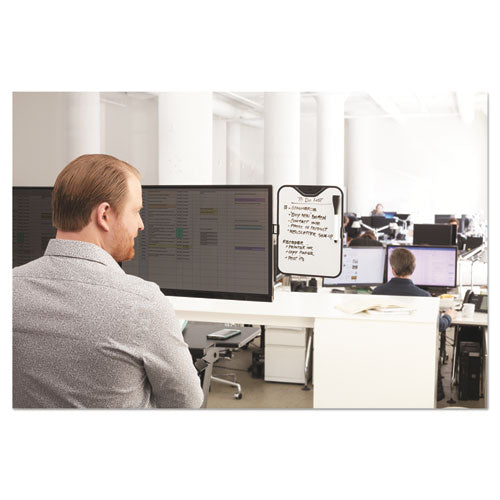 Monitor Whiteboard, 10 Sheet Capacity, Plastic, Black-white