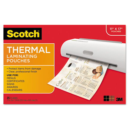 Laminating Pouches, 3 Mil, 11.5" X 17.5", Gloss Clear, 25-pack