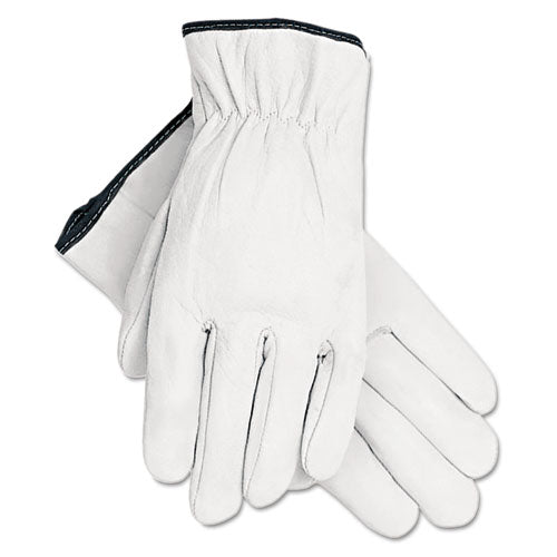 Grain Goatskin Driver Gloves, White, X-large, 12 Pairs