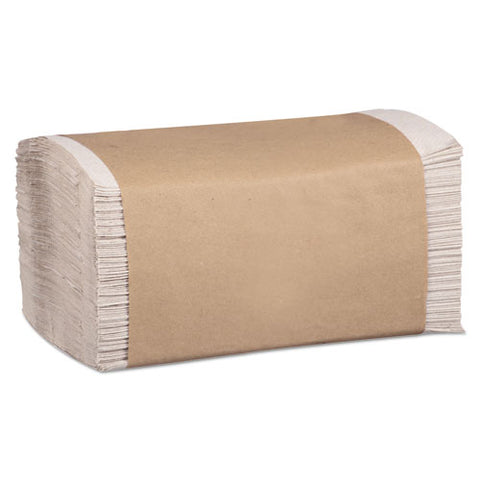 100% Recycled Folded Paper Towels, 1-ply, 8.62 X 10 1-4, Natural, 334-pk,12pk-ct