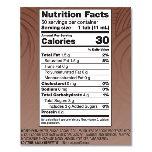 Liquid Coffee Creamer, Cafe Mocha, 0.38 Oz Mini Cups, 50-box