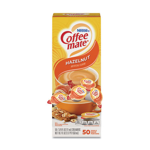 Liquid Coffee Creamer, Hazelnut, 0.38 Oz Mini Cups, 50-box