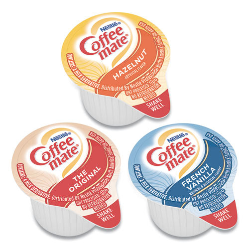 Liquid Coffee Creamer, French Vanilla-hazelnut-original, 0.38 Oz Mini Cups, 150 Cups-carton
