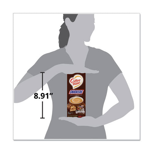 Liquid Coffee Creamer, Snickers, 0.38 Oz Mini Cups, 50 Cups-box