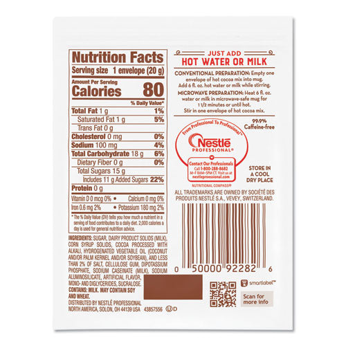 Hot Cocoa Mix, Dark Chocolate, 0.71 Oz, 50-box