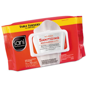 No-rinse Sanitizing  Multi-surface Wipes, 9" X 8", White, 72 Wipes-pk, 12-carton