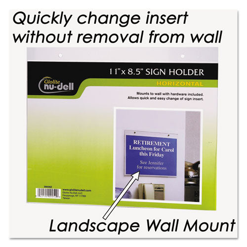 Clear Plastic Sign Holder, Wall Mount, 11 X 8 1-2