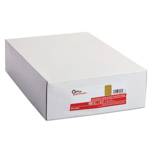 Clasp Envelope, #97, Square Flap, Clasp-gummed Closure, 10 X 13, Brown Kraft, 100-box