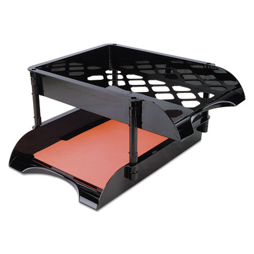 High-capacity Tray Set, 2 Sections, Legal Size Files, 11.5" X 15.5" X 5.75", Black, 2-pack