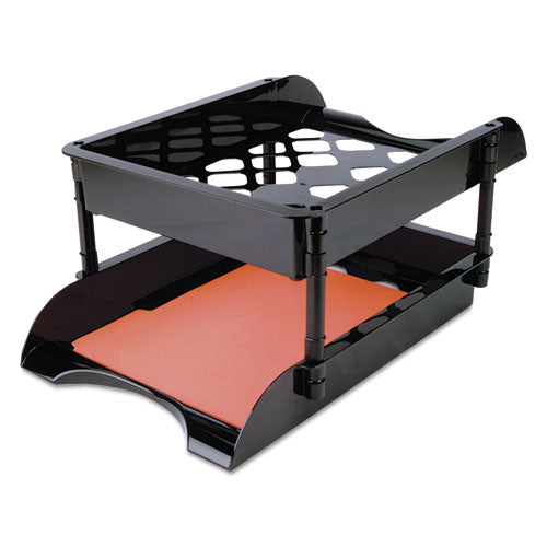 High-capacity Tray Set, 2 Sections, Legal Size Files, 11.5" X 15.5" X 5.75", Black, 2-pack