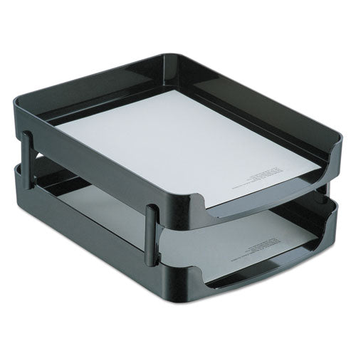 2200 Series Front-loading Desk Tray, 2 Sections, Letter Size Files, 10.25" X 13.63" X 2", Black