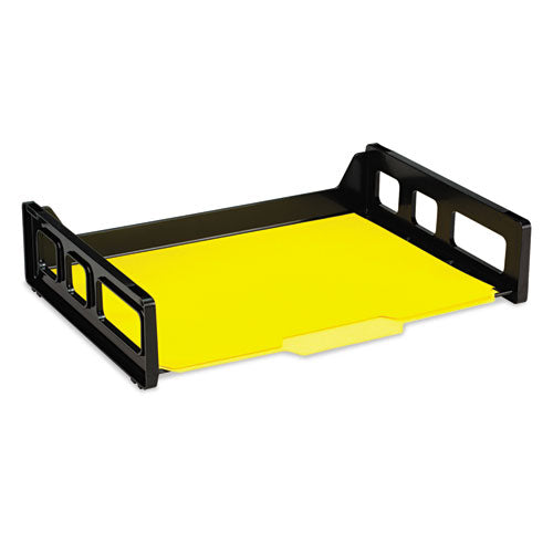 Recycled Side Load Desk Tray, 6 Sections, Letter Size Files, 15.13" X 8.88" X 15", Black, 6-pack