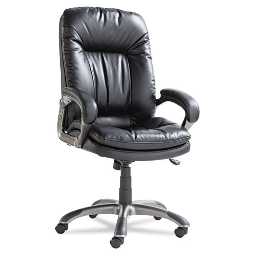Executive Swivel-tilt Leather High-back Chair, Supports Up To 250 Lbs., Black Seat-black Back, Black Base