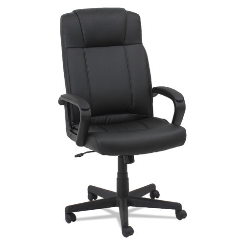 Leather High-back Chair, Supports Up To 250 Lbs., Black Seat-black Back, Black Base