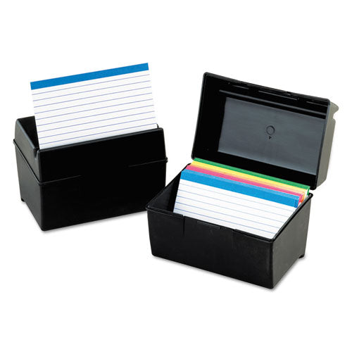 Plastic Index Card File, 400 Capacity, 6 1-2w X 4 7-8d, Black