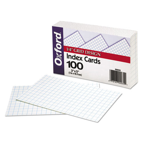 Grid Index Cards, 3 X 5, White, 100-pack