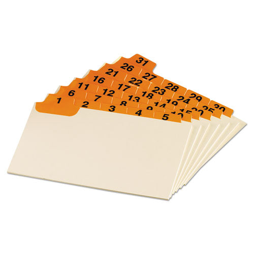 Manila Index Card Guides With Laminated Tabs, 1-5-cut Top Tab, 1 To 31, 3 X 5, Manila, 31-set