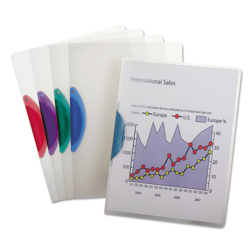 Gatelock No Punch Report Cover W-clip, Letter, Holds 30 Pages, Assorted, 25-box