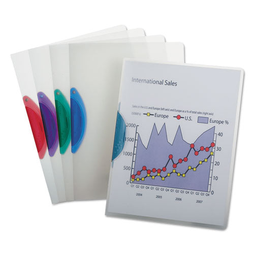 Gatelock No Punch Report Cover W-clip, Letter, Holds 30 Pages, Assorted, 25-box