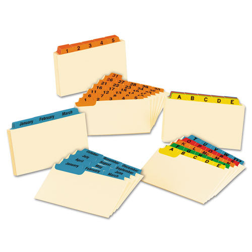 Manila Index Card Guides With Laminated Tabs, 1-5-cut Top Tab, 1 To 31, 4 X 6, Manila, 31-set