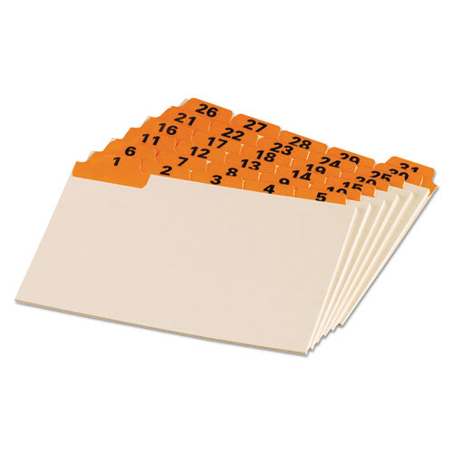 Manila Index Card Guides With Laminated Tabs, 1-5-cut Top Tab, 1 To 31, 4 X 6, Manila, 31-set