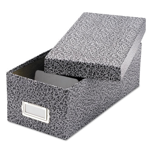 Reinforced Board Card File, Lift-off Cover, Holds 1,200 4 X 6 Cards, Black-white