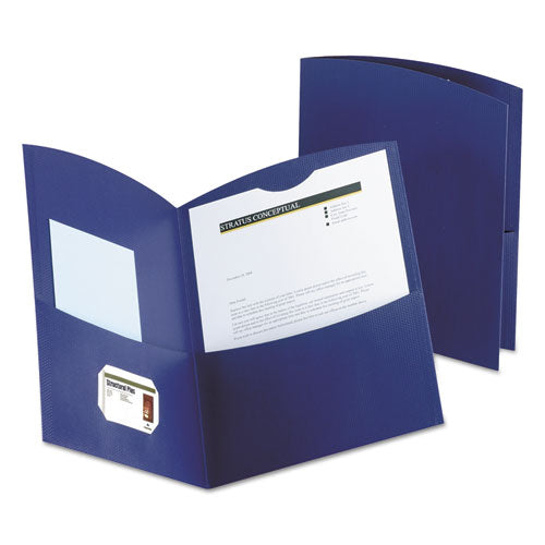 Contour Two-pocket Recycled Paper Folder, 100-sheet Capacity, Dark Blue
