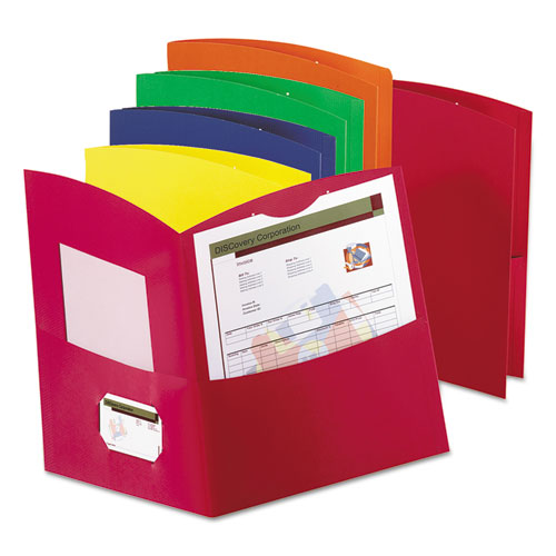 Contour Two-pocket Recycled Paper Folder, 100-sheet Capacity, Orange