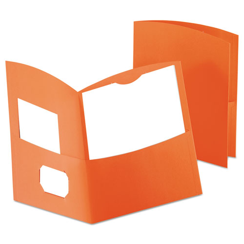 Contour Two-pocket Recycled Paper Folder, 100-sheet Capacity, Orange