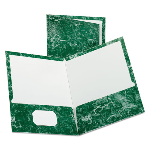 Marble Design Laminated High Gloss Twin Pocket Folder, Emerald Green, 25-box