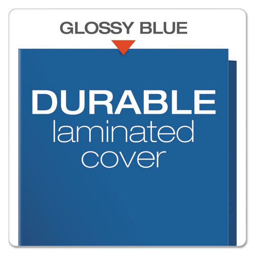 High Gloss Laminated Paperboard Folder, 100-sheet Capacity, Blue, 25-box