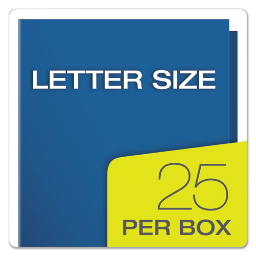 High Gloss Laminated Paperboard Folder, 100-sheet Capacity, Blue, 25-box