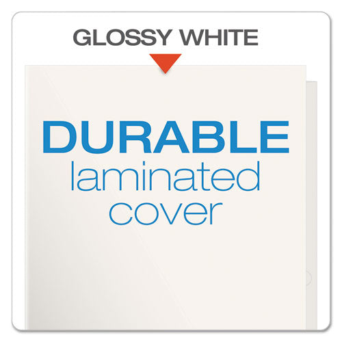 High Gloss Laminated Paperboard Folder, 100-sheet Capacity, White, 25-box