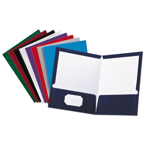 High Gloss Laminated Paperboard Folder, 100-sheet Capacity, Red, 25-box