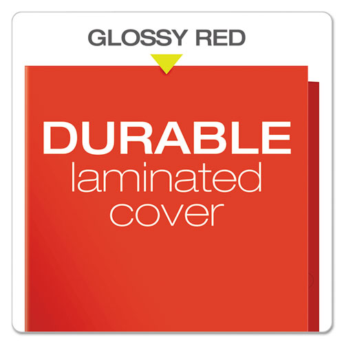 High Gloss Laminated Paperboard Folder, 100-sheet Capacity, Red, 25-box