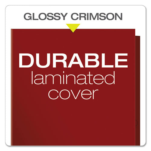 High Gloss Laminated Paperboard Folder, 100-sheet Capacity, Crimson, 25-box