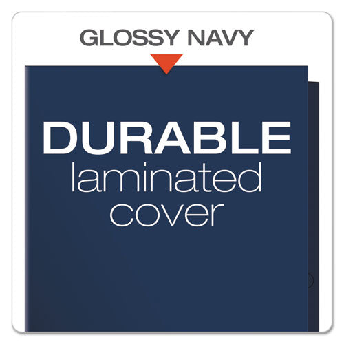 High Gloss Laminated Paperboard Folder, 100-sheet Capacity, Navy, 25-box