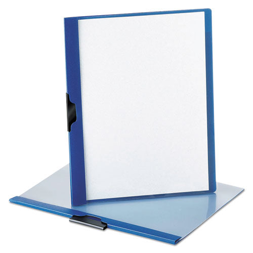 No-punch Report Cover, Letter, Clip Holds 30 Pages, Clear-blue