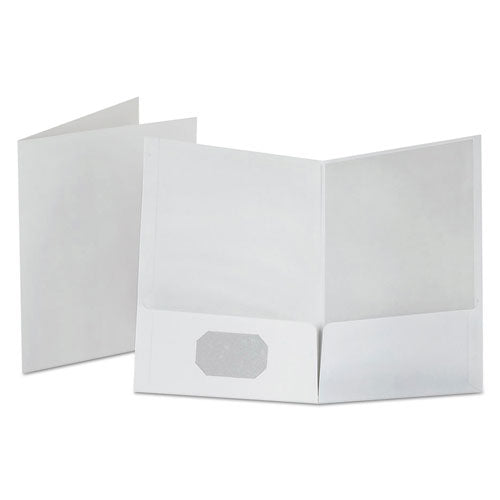 Linen Finish Twin Pocket Folders, Letter, White, 25-box