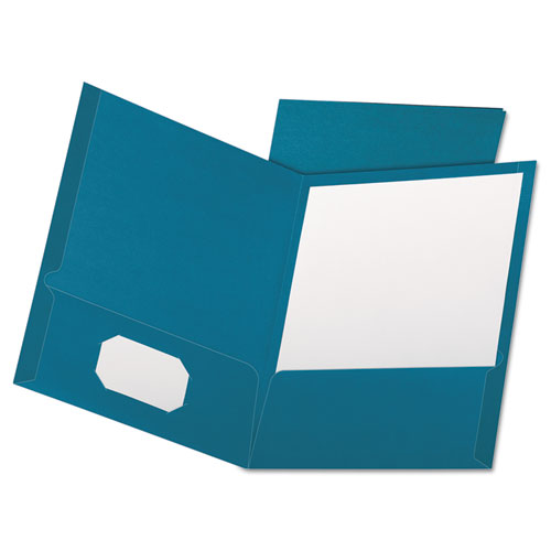 Linen Finish Twin Pocket Folders, Letter, Teal, 25-box