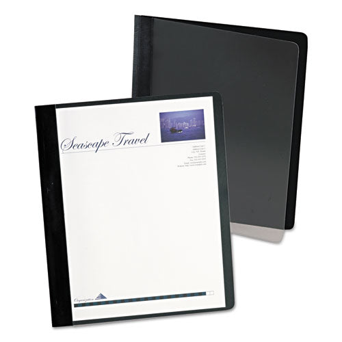 Extra-wide Clear Front Report Covers, Letter Size, Black, 25-box