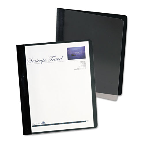 Extra-wide Clear Front Report Covers, Letter Size, Black, 25-box