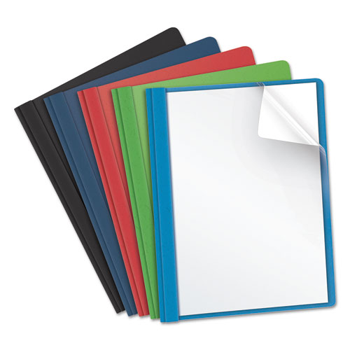 Clear Front Report Cover, 3 Fasteners, Letter, 1-2" Capacity, Blue, 25-box