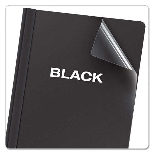 Clear Front Report Cover, 3 Fasteners, Letter, 1-2" Capacity, Black, 25-box