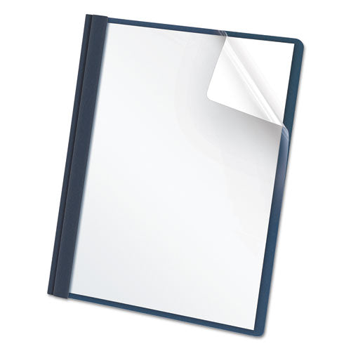 Clear Front Report Cover, 3 Fasteners, Letter, 1-2" Capacity, Dark Blue, 25-box