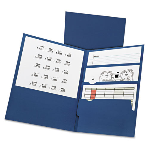 Divide It Up Four-pocket Paper Folders, 11 X 8-1-2, Navy, 20-box