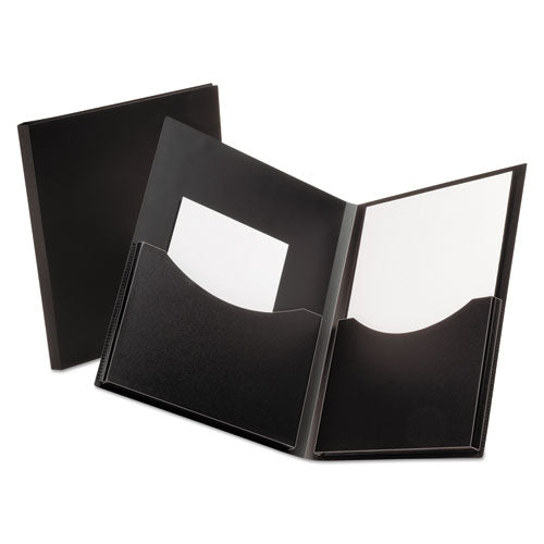 Poly Double Stuff Gusseted 2-pocket Folder, 200-sheet Capacity Black