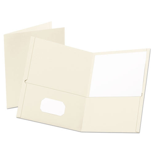 Leatherette Two Pocket Portfolio, 8 1-2" X 11", White, 10-pk